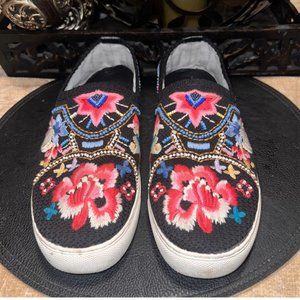 Johnny Was Festival Sneakers Festival Sneaker Embroidered Bead Boho 8.5 Women's